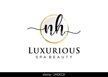 Initial NH feminine logo. Usable for Logo for fashion,photography, wedding, beauty, business. Flat Vector Logo Design Template . Stock Vector