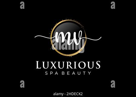 Initial MV feminine logo. Usable for Logo for fashion,photography, wedding, beauty, business. Flat Vector Logo Design Template . Stock Vector