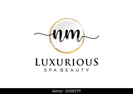 Initial NM feminine logo. Usable for Logo for fashion,photography, wedding, beauty, business. Flat Vector Logo Design Template . Stock Vector