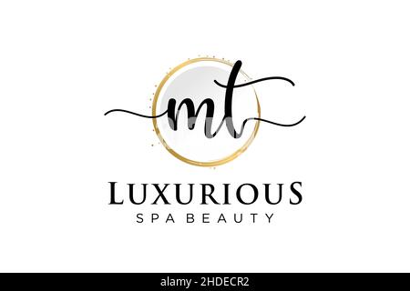 Initial MT feminine logo. Usable for Logo for fashion,photography, wedding, beauty, business. Flat Vector Logo Design Template . Stock Vector