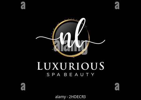 Initial NL feminine logo. Usable for Logo for fashion,photography, wedding, beauty, business. Flat Vector Logo Design Template . Stock Vector