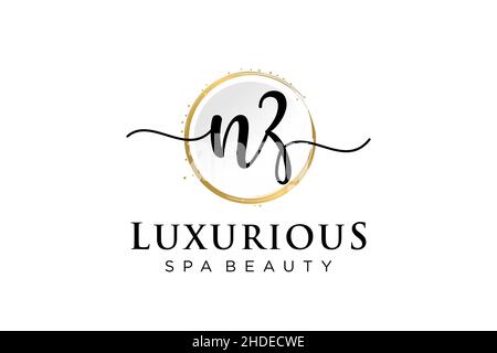 Initial NZ feminine logo. Usable for Logo for fashion,photography, wedding, beauty, business. Flat Vector Logo Design Template . Stock Vector