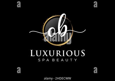 Initial OB feminine logo. Usable for Logo for fashion,photography, wedding, beauty, business. Flat Vector Logo Design Template . Stock Vector