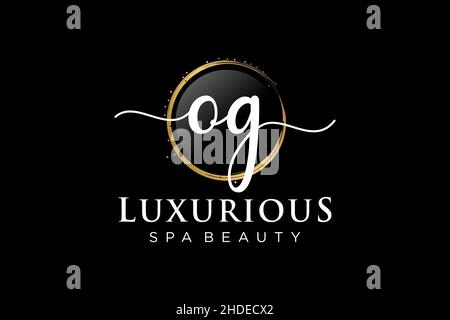 Initial OG feminine logo. Usable for Logo for fashion,photography, wedding, beauty, business. Flat Vector Logo Design Template . Stock Vector