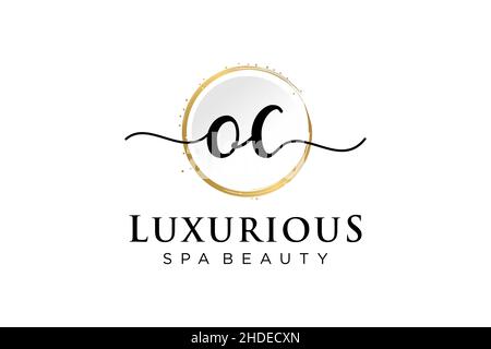Initial OC feminine logo. Usable for Logo for fashion,photography, wedding, beauty, business. Flat Vector Logo Design Template . Stock Vector