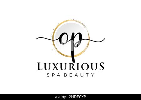 Initial OP feminine logo. Usable for Logo for fashion,photography, wedding, beauty, business. Flat Vector Logo Design Template . Stock Vector