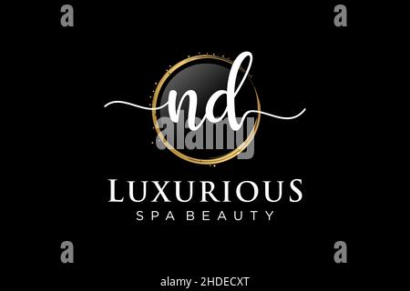 Initial ND feminine logo. Usable for Logo for fashion,photography, wedding, beauty, business. Flat Vector Logo Design Template . Stock Vector