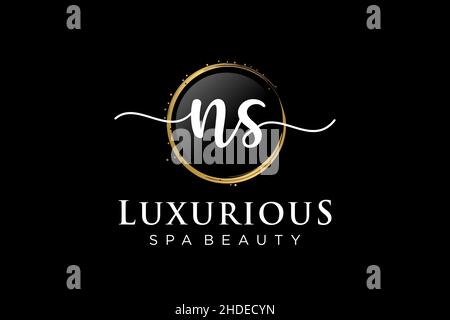 Initial NS feminine logo. Usable for Logo for fashion,photography, wedding, beauty, business. Flat Vector Logo Design Template . Stock Vector