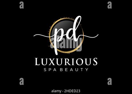 Initial PD feminine logo. Usable for Logo for fashion,photography, wedding, beauty, business. Flat Vector Logo Design Template . Stock Vector