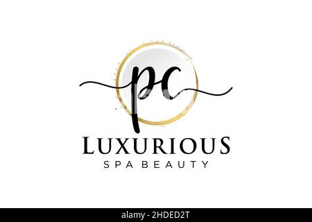Initial PC feminine logo. Usable for Logo for fashion,photography, wedding, beauty, business. Flat Vector Logo Design Template . Stock Vector