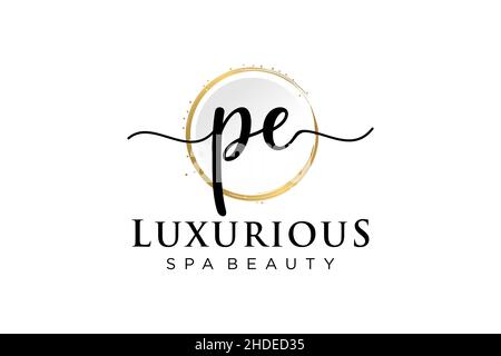 Initial PE feminine logo. Usable for Logo for fashion,photography, wedding, beauty, business. Flat Vector Logo Design Template . Stock Vector