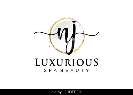 Initial NJ feminine logo. Usable for Logo for fashion,photography, wedding, beauty, business. Flat Vector Logo Design Template . Stock Vector