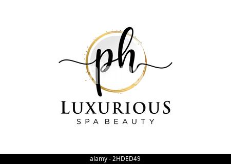 Initial PH feminine logo. Usable for Logo for fashion,photography, wedding, beauty, business. Flat Vector Logo Design Template . Stock Vector