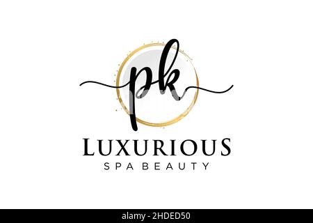 Initial PK feminine logo. Usable for Logo for fashion,photography, wedding, beauty, business. Flat Vector Logo Design Template . Stock Vector