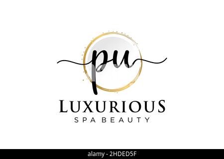 Initial PU feminine logo. Usable for Logo for fashion,photography, wedding, beauty, business. Flat Vector Logo Design Template . Stock Vector