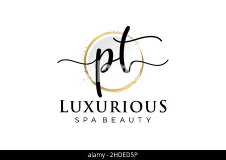 Initial PT feminine logo. Usable for Logo for fashion,photography, wedding, beauty, business. Flat Vector Logo Design Template . Stock Vector