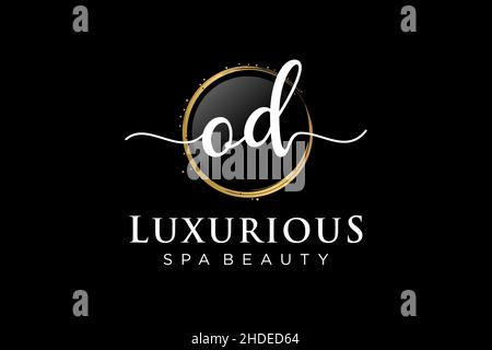 Initial OD feminine logo. Usable for Logo for fashion,photography, wedding, beauty, business. Flat Vector Logo Design Template . Stock Vector