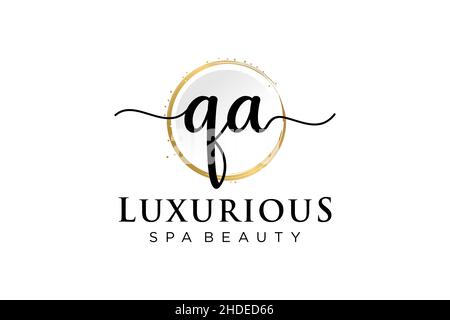 Initial QA feminine logo. Usable for Logo for fashion,photography, wedding, beauty, business. Flat Vector Logo Design Template . Stock Vector