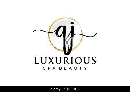 Initial QJ feminine logo. Usable for Logo for fashion,photography, wedding, beauty, business. Flat Vector Logo Design Template . Stock Vector