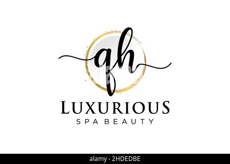 Initial QH feminine logo. Usable for Logo for fashion,photography, wedding, beauty, business. Flat Vector Logo Design Template . Stock Vector