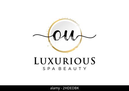 Initial OU feminine logo. Usable for Logo for fashion,photography, wedding, beauty, business. Flat Vector Logo Design Template . Stock Vector
