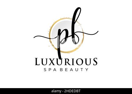 Initial PF feminine logo. Usable for Logo for fashion,photography, wedding, beauty, business. Flat Vector Logo Design Template . Stock Vector