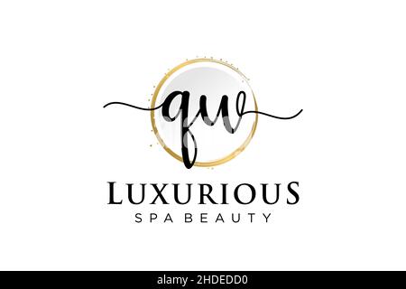 Initial QW feminine logo. Usable for Logo for fashion,photography, wedding, beauty, business. Flat Vector Logo Design Template . Stock Vector