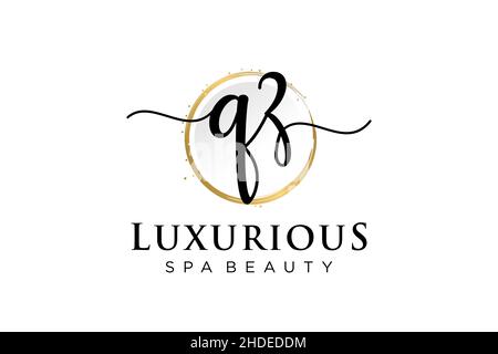 Initial QZ feminine logo. Usable for Logo for fashion,photography, wedding, beauty, business. Flat Vector Logo Design Template . Stock Vector