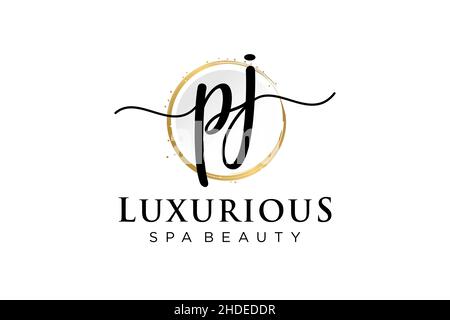 Initial PJ feminine logo. Usable for Logo for fashion,photography, wedding, beauty, business. Flat Vector Logo Design Template . Stock Vector
