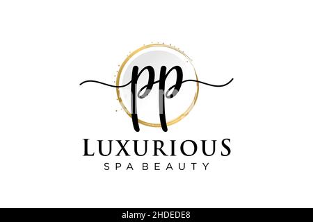 Initial PP feminine logo. Usable for Logo for fashion,photography, wedding, beauty, business. Flat Vector Logo Design Template . Stock Vector