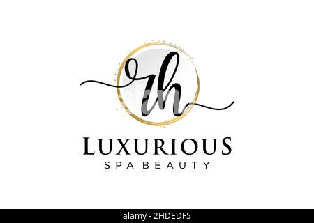 Initial RH feminine logo. Usable for Logo for fashion,photography, wedding, beauty, business. Flat Vector Logo Design Template . Stock Vector