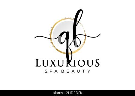 Initial QF feminine logo. Usable for Logo for fashion,photography, wedding, beauty, business. Flat Vector Logo Design Template . Stock Vector