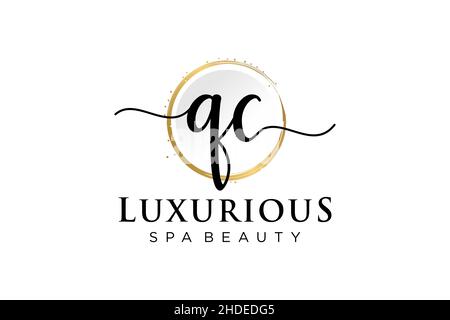Initial QC feminine logo. Usable for Logo for fashion,photography, wedding, beauty, business. Flat Vector Logo Design Template . Stock Vector