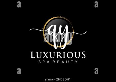 Initial QY feminine logo. Usable for Logo for fashion,photography, wedding, beauty, business. Flat Vector Logo Design Template . Stock Vector