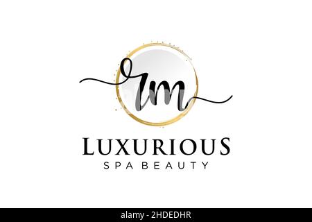 Initial RM feminine logo. Usable for Logo for fashion,photography, wedding, beauty, business. Flat Vector Logo Design Template . Stock Vector
