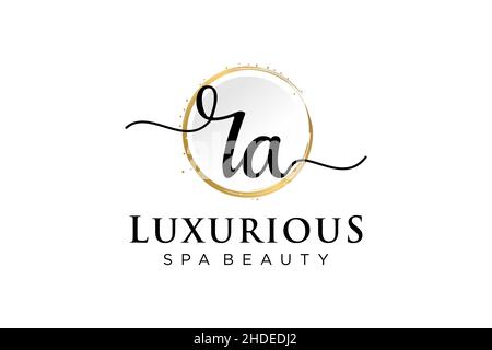 Initial RA feminine logo. Usable for Logo for fashion,photography, wedding, beauty, business. Flat Vector Logo Design Template . Stock Vector