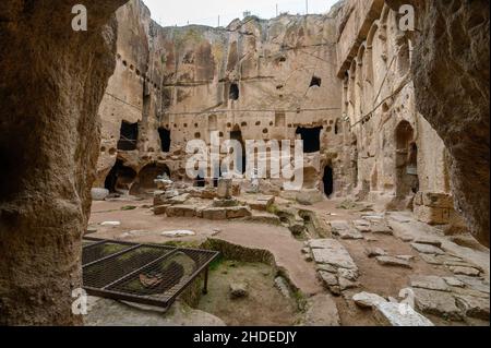 Gumusler Monastery and underground cave city in Nigde, Turkey. Unesco World Heritage site in Central Anatolia, Cappadocia region. Stock Photo