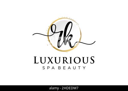 Initial RK feminine logo. Usable for Logo for fashion,photography, wedding, beauty, business. Flat Vector Logo Design Template . Stock Vector