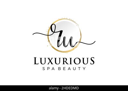 Initial RU feminine logo. Usable for Logo for fashion,photography, wedding, beauty, business. Flat Vector Logo Design Template . Stock Vector