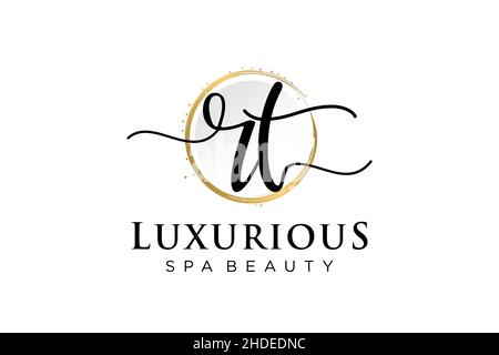Initial RT feminine logo. Usable for Logo for fashion,photography, wedding, beauty, business. Flat Vector Logo Design Template . Stock Vector