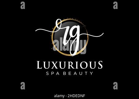Initial RG feminine logo. Usable for Logo for fashion,photography, wedding, beauty, business. Flat Vector Logo Design Template . Stock Vector