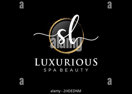 Initial SL feminine logo. Usable for Logo for fashion,photography, wedding, beauty, business. Flat Vector Logo Design Template . Stock Vector