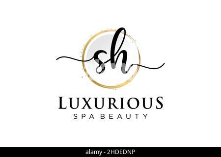 Initial SH feminine logo. Usable for Logo for fashion,photography, wedding, beauty, business. Flat Vector Logo Design Template . Stock Vector