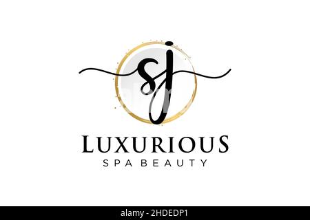 Initial SJ feminine logo. Usable for Logo for fashion,photography, wedding, beauty, business. Flat Vector Logo Design Template . Stock Vector