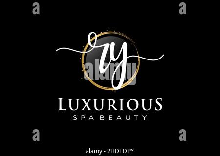 Initial RY feminine logo. Usable for Logo for fashion,photography, wedding, beauty, business. Flat Vector Logo Design Template . Stock Vector