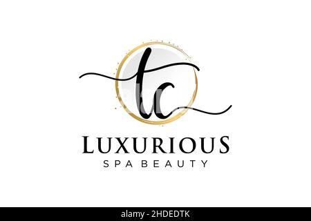 Initial TC feminine logo. Usable for Logo for fashion,photography, wedding, beauty, business. Flat Vector Logo Design Template . Stock Vector