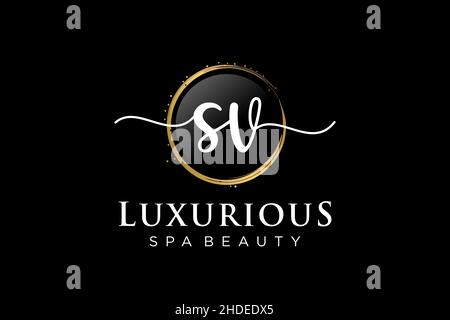 Initial SV feminine logo. Usable for Logo for fashion,photography, wedding, beauty, business. Flat Vector Logo Design Template . Stock Vector