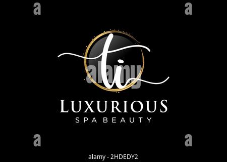 Initial TI feminine logo. Usable for Logo for fashion,photography, wedding, beauty, business. Flat Vector Logo Design Template . Stock Vector