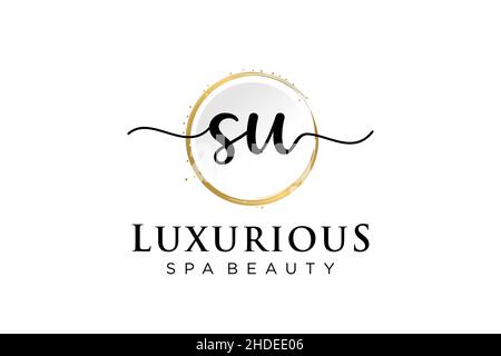 Initial SU feminine logo. Usable for Logo for fashion,photography, wedding, beauty, business. Flat Vector Logo Design Template . Stock Vector