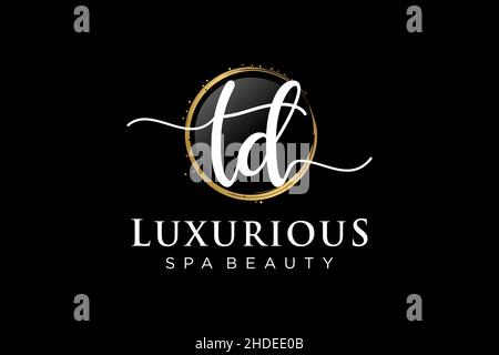 Initial TD feminine logo. Usable for Logo for fashion,photography, wedding, beauty, business. Flat Vector Logo Design Template . Stock Vector